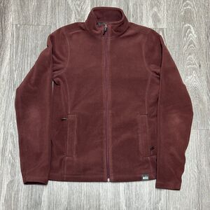 REI‎ Fleece Jacket Womens Extra Small Red Burgundy Full Zip Mock Neck Outdoor